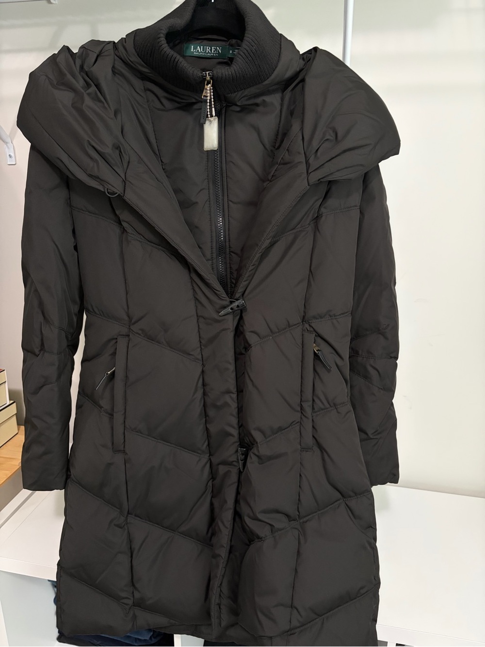 Lauren Ralph Lauren Black Long Quilted Puffer Coat